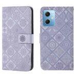 For Xiaomi Redmi Note 12 5G Global/Poco X5 Ethnic Style Embossed Pattern Leather Phone Case(Purple)