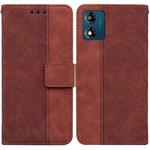 For Motorola Moto E13 Geometric Embossed Leather Phone Case(Brown)