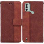 For Nokia C31 Geometric Embossed Leather Phone Case(Brown)