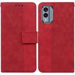 For Nokia X30 Geometric Embossed Leather Phone Case(Red)