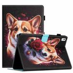 For iPad 10.2 2021/2020/2019/ Air 3 Coloured Drawing Stitching Smart Leather Tablet Case(Corgi)