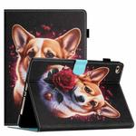For iPad mini 5/4/3/2/1 Coloured Drawing Stitching Smart Leather Tablet Case(Corgi)