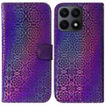 For Honor X8a Colorful Magnetic Buckle Leather Phone Case(Purple)