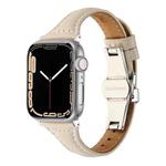 Small Waist Butterfly Buckle Watch Band For Apple Watch Ultra 49mm / Series 8&7 45mm / SE 2&6&SE&5&4 44mm / 3&2&1 42mm(Beige)