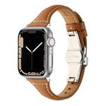 Small Waist Butterfly Buckle Watch Band For Apple Watch Series 8&7 41mm / SE 2&6&SE&5&4 40mm / 3&2&1 38mm(Yellow Brown)
