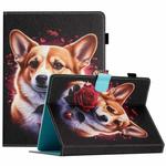 For 7 inch Coloured Drawing Stitching Leather Tablet Case(Corgi)