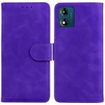 For Motorola Moto E13 Skin Feel Pure Color Flip Leather Phone Case(Purple)