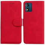 For Motorola Moto E13 Skin Feel Pure Color Flip Leather Phone Case(Red)