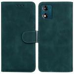 For Motorola Moto E13 Skin Feel Pure Color Flip Leather Phone Case(Green)