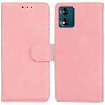 For Motorola Moto E13 Skin Feel Pure Color Flip Leather Phone Case(Pink)