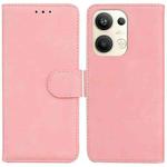 For OPPO Reno9 Pro+ Skin Feel Pure Color Flip Leather Phone Case(Pink)