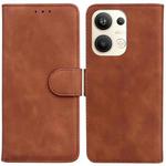 For OPPO Reno9 Pro+ Skin Feel Pure Color Flip Leather Phone Case(Brown)