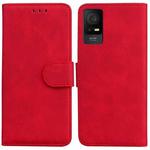 For TCL 408 Skin Feel Pure Color Flip Leather Phone Case(Red)