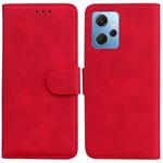 For Xiaomi Redmi Note 12 4G Global Skin Feel Pure Color Flip Leather Phone Case(Red)
