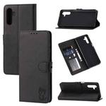 For Samsung Galaxy A14 5G Embossed Happy Cat Pattern Flip Leather Phone Case(Black)