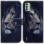 For Nokia C31 Coloured Drawing Flip Leather Phone Case(Lion)