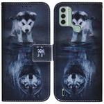 For Nokia C31 Coloured Drawing Flip Leather Phone Case(Wolf and Dog)