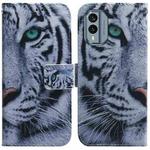 For Nokia X30 Coloured Drawing Flip Leather Phone Case(Tiger)