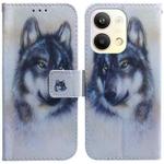 For OPPO Reno9 Pro Coloured Drawing Flip Leather Phone Case(White Wolf)