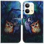 For OPPO Reno9 Pro Coloured Drawing Flip Leather Phone Case(Oil Painting Owl)