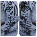 For TCL 408 Coloured Drawing Flip Leather Phone Case(Tiger)