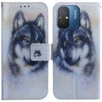 For Xiaomi Redmi 12C / 11A Coloured Drawing Flip Leather Phone Case(White Wolf)