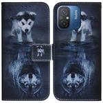 For Xiaomi Redmi 12C / 11A Coloured Drawing Flip Leather Phone Case(Wolf and Dog)