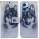 For Xiaomi Redmi Note 12 4G Global Coloured Drawing Flip Leather Phone Case(White Wolf)