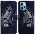 For Xiaomi Redmi Note 12 4G Global Coloured Drawing Flip Leather Phone Case(Lion)