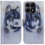 For Honor X8a Coloured Drawing Flip Leather Phone Case(White Wolf)