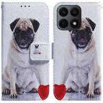 For Honor X8a Coloured Drawing Flip Leather Phone Case(Pug)