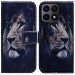 For Honor X8a Coloured Drawing Flip Leather Phone Case(Lion)