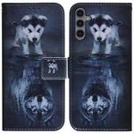 For Samsung Galaxy A24 4G Coloured Drawing Flip Leather Phone Case(Wolf and Dog)