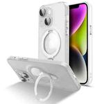 For iPhone 14 Plus MagSafe Magnetic Multifunctional Holder Phone Case(Transparent)