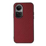 For OPPO Reno10 Global / 10 Pro Global Carbon Fiber Texture Shockproof Phone Case(Red)
