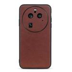 For OPPO Find X6 Pro Lambskin Texture Genuine Leather Phone Case(Brown)