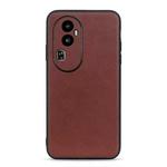 For OPPO Reno10 Pro Lambskin Texture Genuine Leather Phone Case(Brown)