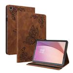 For Lenovo Tab M8 4th Gen TB-300FU Butterfly Flower Embossed Leather Tablet Case(Brown)