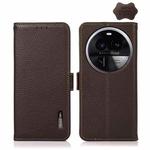 For OPPO Find X6 Pro KHAZNEH Side-Magnetic Litchi Genuine Leather RFID Phone Case(Brown)