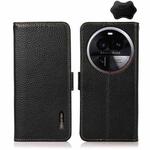 For OPPO Find X6 Pro KHAZNEH Side-Magnetic Litchi Genuine Leather RFID Phone Case(Black)