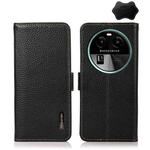 For OPPO Find X6 KHAZNEH Side-Magnetic Litchi Genuine Leather RFID Phone Case(Black)