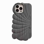For iPhone 14 Pro Max Wood Grain Shell Shape TPU Phone Case(Grey)