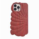 For iPhone 12 Wood Grain Shell Shape TPU Phone Case(Red)