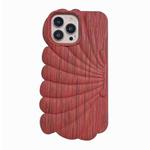 For iPhone 12 Pro Max Wood Grain Shell Shape TPU Phone Case(Red)