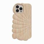 For iPhone 11 Pro Max Wood Grain Shell Shape TPU Phone Case(Beige)