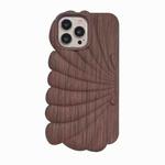 For iPhone 11 Pro Max Wood Grain Shell Shape TPU Phone Case(Dark Brown)