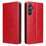 For Samsung Galaxy A34 5G Fierre Shann PU Genuine Leather Texture Leather Phone Case(Red)