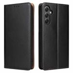 For Samsung Galaxy A34 5G Fierre Shann PU Genuine Leather Texture Leather Phone Case(Black)