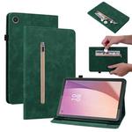 For Lenovo Tab M8 4th Gen TB-300FU Skin Feel Solid Color Zipper Leather Tablet Case(Green)