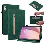 For Lenovo Tab M9 Skin Feel Solid Color Zipper Leather Tablet Case(Green)